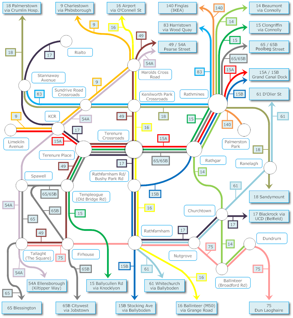 Dublin Bus Route Planner Route Map For Dublin Buses Serving Terenure